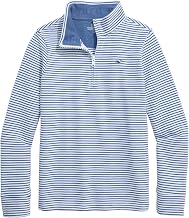 vineyard vines Boys' Saltwater Quarter-Zip, White Bradley Stripe, L