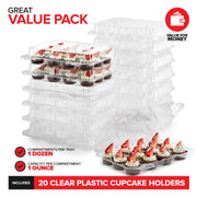 Mini Disposable Plastic Cupcake Containers (20 Pack) 12 - Count Tray Compartment by Stock Your Home – 12 Compartment - 20 Count, 1.0 ounces, OPS Plastic, Clear, Pack of 20