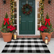 Seeksee Buffalo Check Outdoor Rug, 27.5 x 43 Inches, Black and White