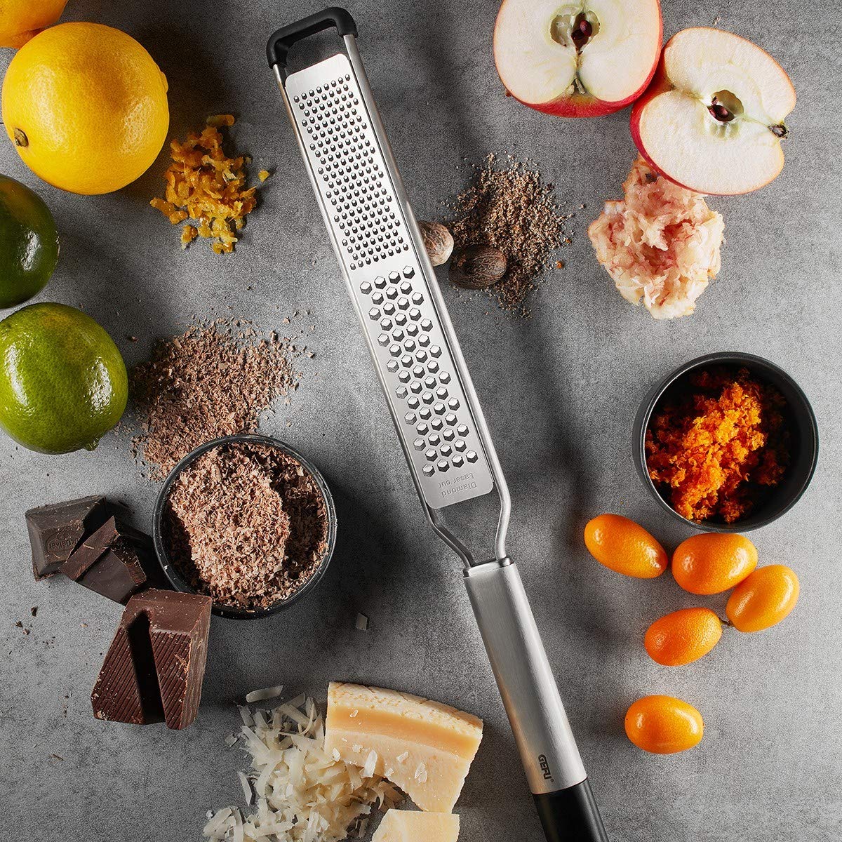 Fine and Coarse Grater PRIMELINE by GEFU – 38,7 x 4,5 x 1,8 cm, Stainless Steel, Silver / Black, Model GF24-29225