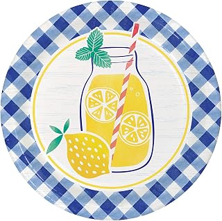 Creative Converting Gingham Lemonade Paper Plates, 8 ct