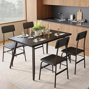 Gizoon Dining Table Set for 4, Modern Kitchen Table with Chairs, Black | Wood Top & Upholstered Chairs, 5-Piece Set for Apartment and Small Spaces, Comedor de 4 Sillas y Mesa