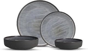 Eater x Zwiesel Fortessa Celestre Stoneware, 16 Piece Dinnerware Set (Service for 4), Borealis Silt