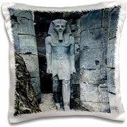 Vintage Great Court of Ramses II Luxor Egypt Magic Lantern Slide 16x16 inch Pillow Case