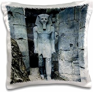 Vintage Great Court of Ramses II Luxor Egypt Magic Lantern Slide 16x16 inch Pillow Case