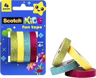 Scotch Kids Fun Tape, Glitter, 4 Rolls, 0.39 in x 137 in