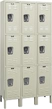 U3258-3PT Parchment Steel Premium Wardrobe Locker, 3 Wide with 9 Opening, 3 Tier, 36" Width x 78" Height x 15" Depth, Knock Down