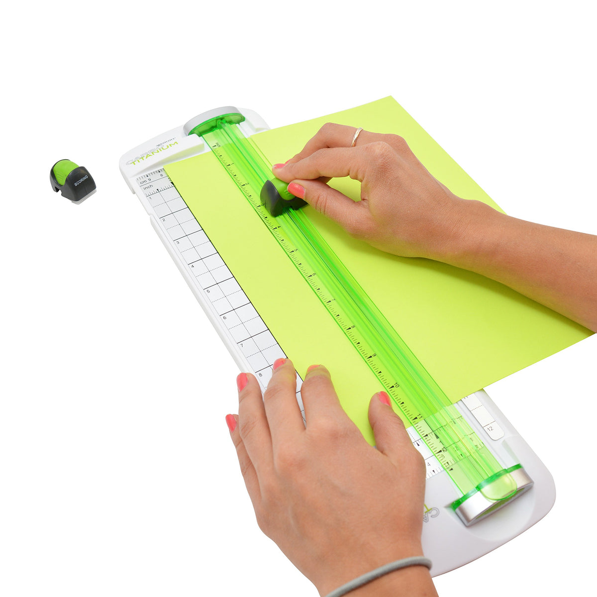 Carbo Titanium Narrow Trimmer by Westcott – 12 inches, Car, White, Green, Model 16682