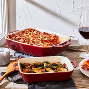 Ceramic Rectangular Baking Dish Set by STAUB – 2-pc, Ceramic, Rustic Red, Pack of 2, Model 40511-923