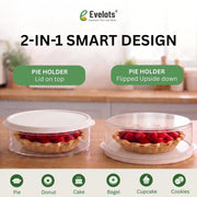 Evelots Cake And Pie Carrier Set, 11 Inch, Clear, 2 Pack