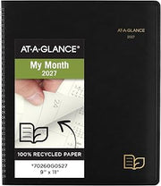AT-A-GLANCE 2027 Planner, Monthly, 13-Month Jan-Jan, 9" x 11", Tabbed, Unruled Daily Blocks, Recycled Black (70260G0527)