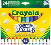 Crayola 24 Washable Fine Tip Assorted School Leisure Marker Pens, Coloured Maxi tip /