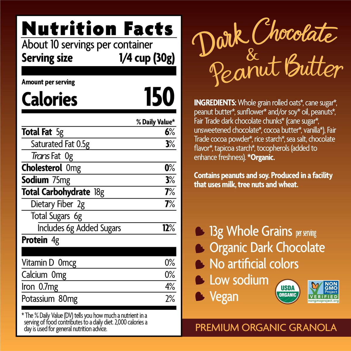 Dark Chocolate & Peanut Butter Granola by Love Crunch – 11.5 Ounce (Pack of 6), Pack of 6, Model 16207U2