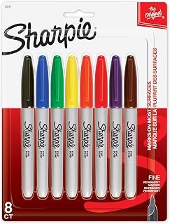 Sharpie Permanent Markers, Fine Point, 8 Count - School, Office, Arts & Crafts, Desk Supplies