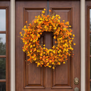 DIYFLORU Fall Wreath, 22 Inch Grapevine Base, Orange 1
