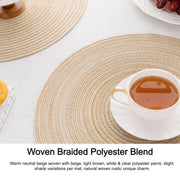 Shacos Round Placemat Set, 15 Inch Diameter, Beige, Set of 6
