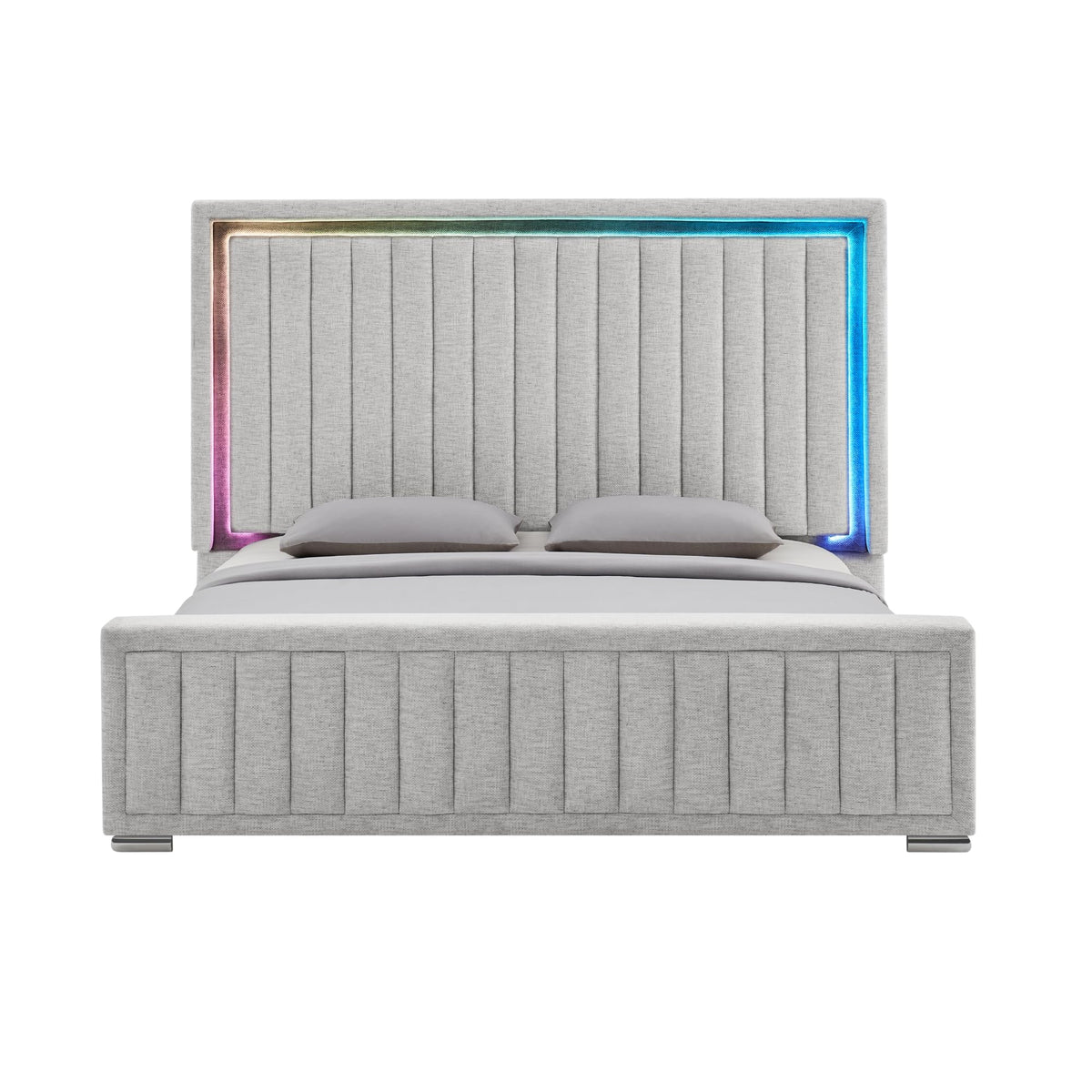Elias Grey King Bed with Immersive Sound by Global Furniture USA – King (U.S. Standard), Polyester Blend, Grey, Model ELIAS-GREY-KB W/ IS