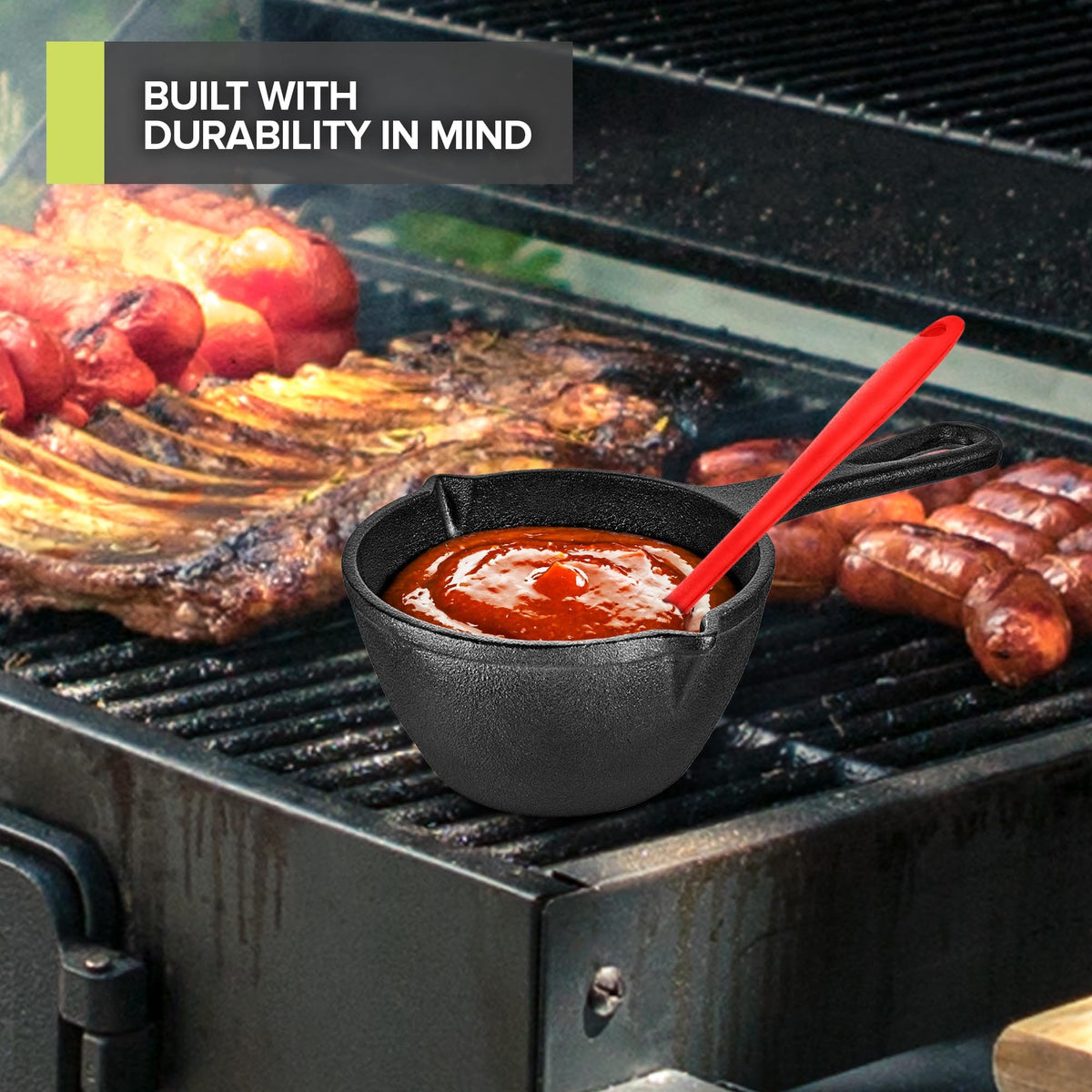 Cast Iron Melting Pot for Grill Cooking by Modern Innovations – 8.5 Quarts, Cast Iron, Black, Model MI 1415