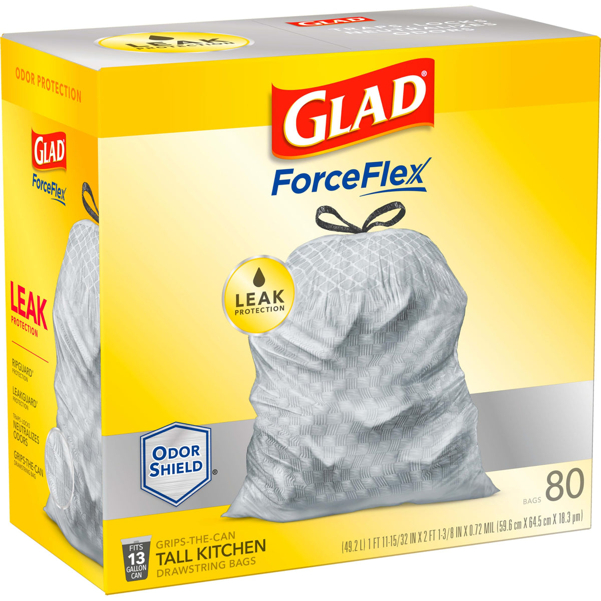 Trash Bags by Glad – 80 Count (Pack of 1), 49.2 liters, Plastic, White, Model 1258778537