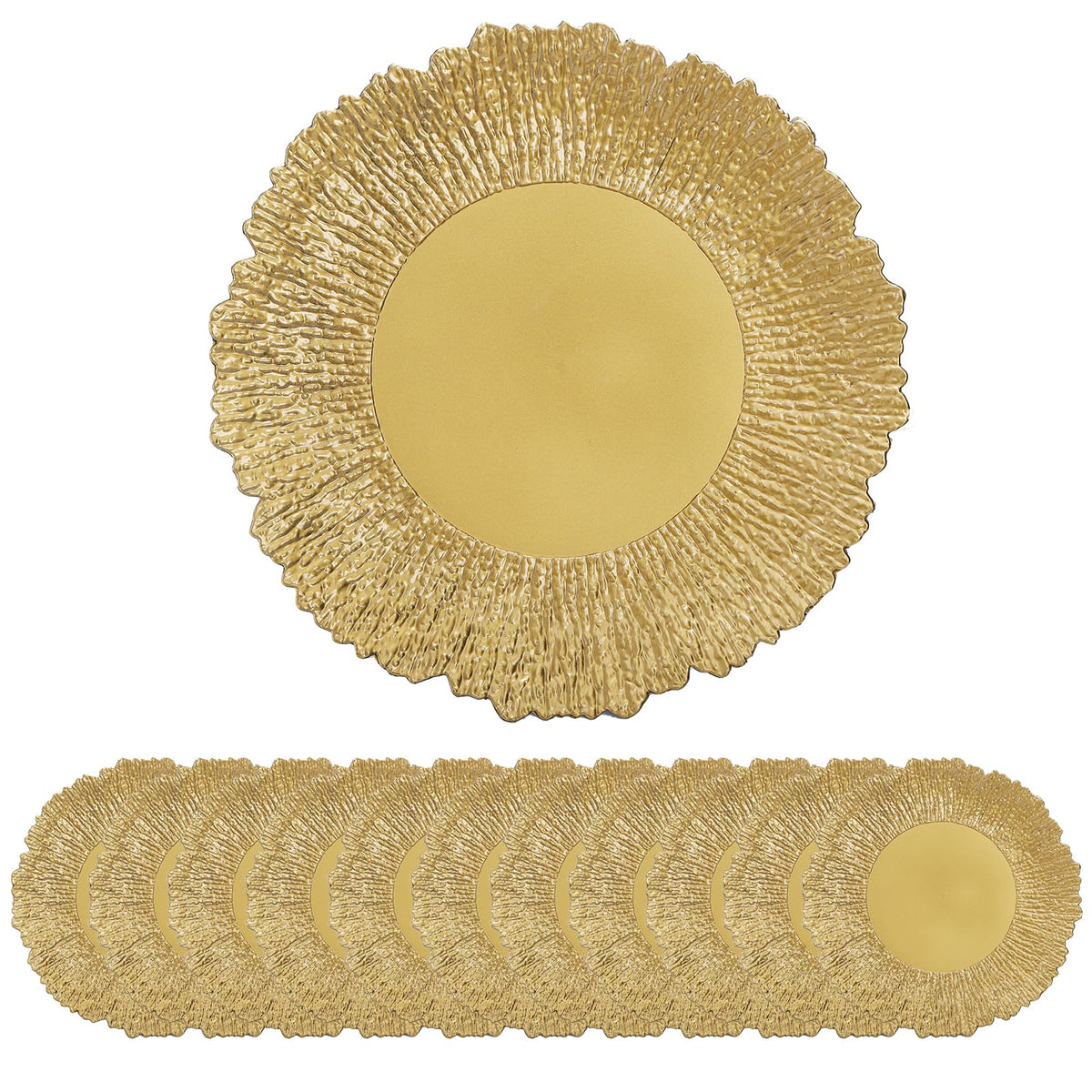 Coloch Charger Plates, 13 Inch Plastic, Set of 12, Gold