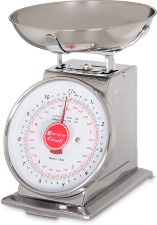 Escali Mercado Dial Scale 11 Lb X 1 Oz by San Jamar – 0.0 ounces, Metal - other, Silver, Model SCDLB11