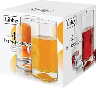 Libbey 4-Piece Impressions Juice Glasses, Clear, 10 oz, Glass, Dishwasher Safe