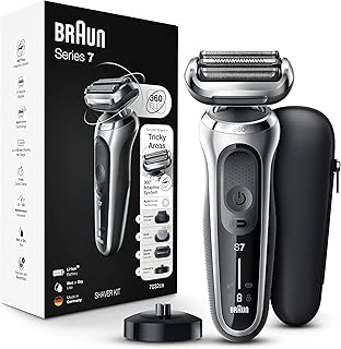 Braun Series 7 7032cs Flex Electric Razor for Men, Wet & Dry, Electric Razor, Rechargeable, Cordless Foil Shaver with Beard Trimmer and Charging Stand, Silver