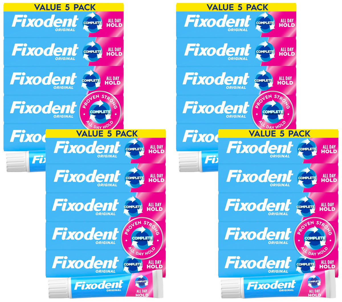 Original Secure Denture Adhesive Cream for Full and Partial Denture Wearers by Fixodent – 2.4oz (Pack of 20), Water-based polymer, White, Pack of 20, Model 81244550