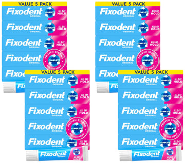 Original Secure Denture Adhesive Cream for Full and Partial Denture Wearers by Fixodent – 2.4oz (Pack of 20), Water-based polymer, White, Pack of 20, Model 81244550