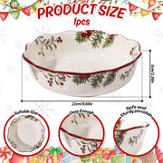 Whaline Holly Berry Ceramic Bowl, 8.7 Inch, Red Green