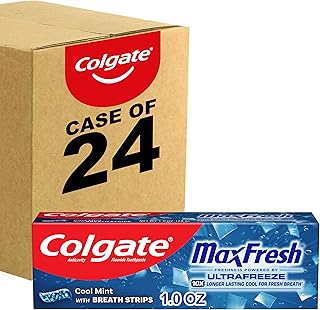 Colgate MaxFresh Fluoride Toothpaste, Travel Size, Mint, Bulk 24 Pack, 1 oz