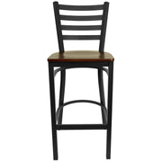Flash Furniture Mahogany Wood Seat/Black Metal Frame / Set of 2 / Traditional Barstools
