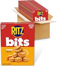 RITZ Bits Cheese Sandwich Crackers, Snacks for Kids and Adults, Bulk Lunch Snacks, 12 - 8.8 oz Boxes