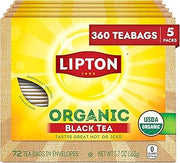 Lipton Organic Black Tea Bags, 360 Count (72ct 5-Pack)