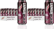 Mountain Dew Kickstart, Black Cherry, 92mg Caffeine, Vitamins B & C, 80 Calories, 5% Juice, 16 fl oz,(Pack of 24)