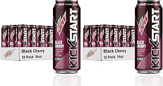 Mountain Dew Kickstart, Black Cherry, 92mg Caffeine, Vitamins B & C, 80 Calories, 5% Juice, 16 fl oz,(Pack of 24)