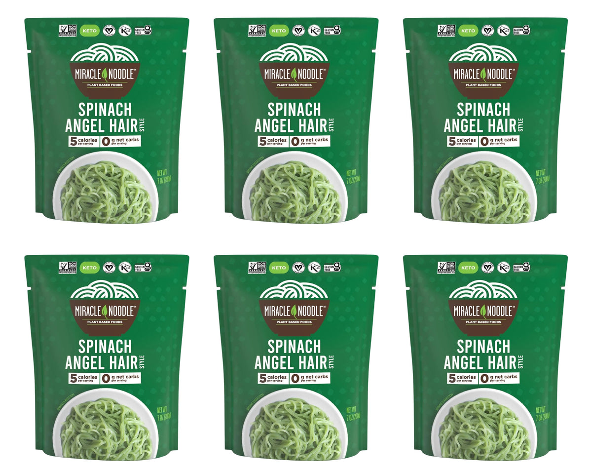 Miracle Noodle Spinach Angel Hair / 7 Ounce (Pack of 6) / 6 Shirataki