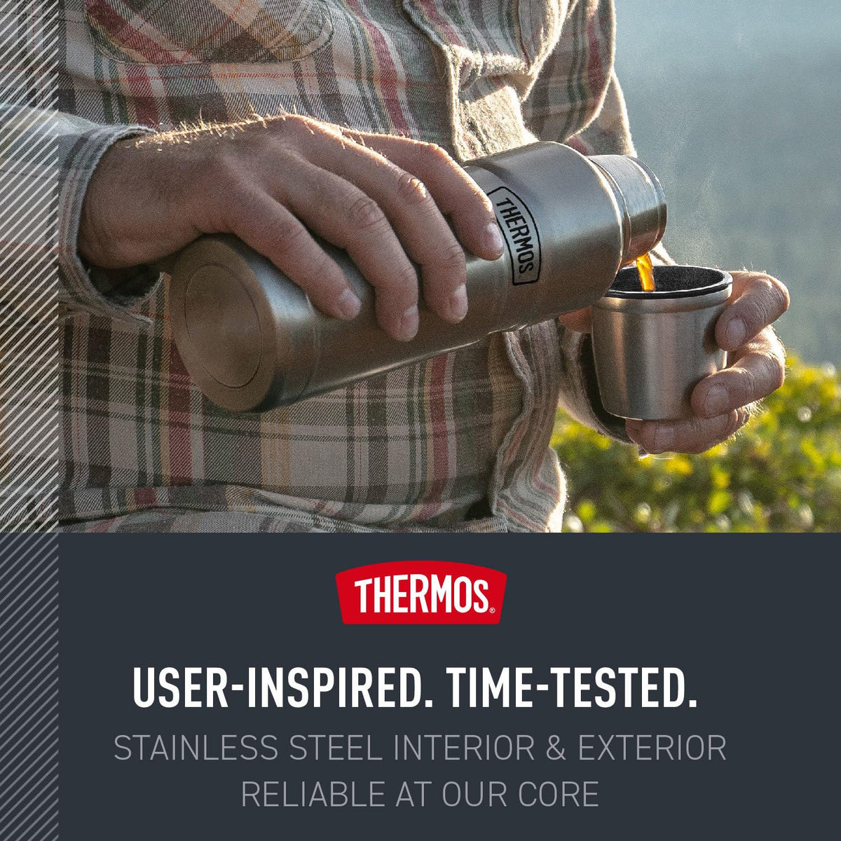 Stainless King Vacuum-Insulated Compact Bottle by THERMOS – 16 Ounces (Pack of 1), 16.0 ounces, Stainless Steel, Stainless, Model SK2000MSTRI4