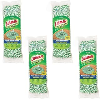 Libman Tornado Mop Refills, Self Wringing, Cotton, Machine Washable, 4 Pack