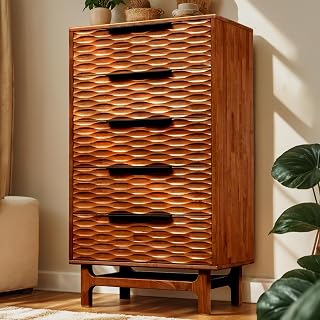 Acacia Elara 27" Solid Wood Dresser with 5 Drawers, Walnut