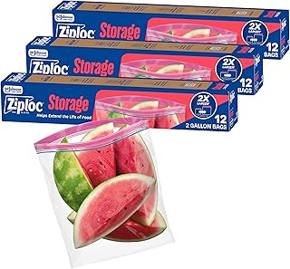 Ziploc 2 Gallon Food Storage Bags, Easy Open and Close, 36 Bags Total