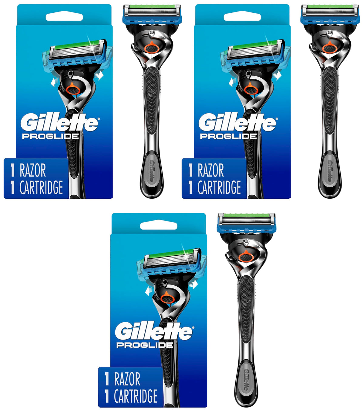 Gillette 1 Count (Pack of 3) / Gillette Fusion5 ProGlide / Black Cartridge Razors