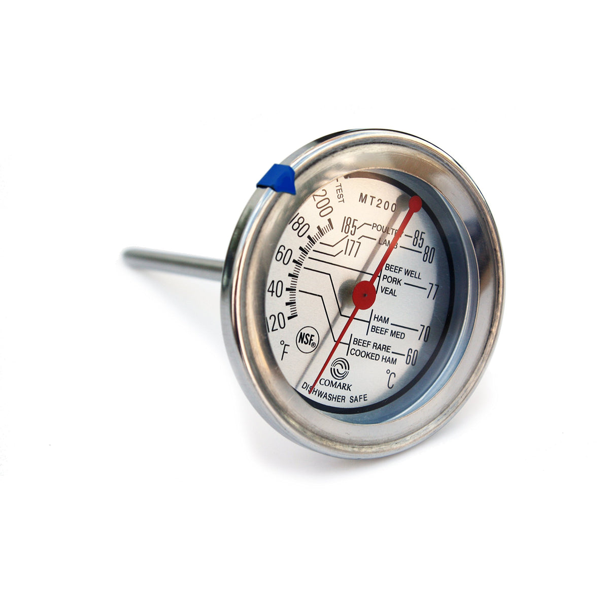 Meat Thermometer Stainless Steel Dial Style by Comark – 4 inch, Silver, Model MT200K