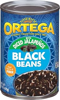 Ortega Black Beans, With Diced Jalapenos, 15 Ounce