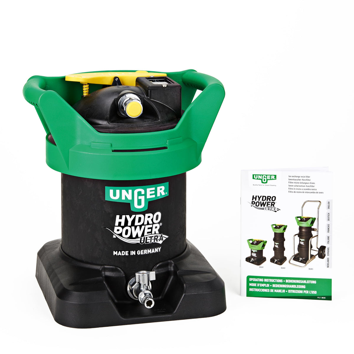 Commercial HydroPower Ultra DI Tank - Pure Water for Professional Window Cleaners - Includes Deionization Resin by UNGER – Resin, Black/Green, Model UHP01