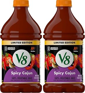 V8 Spicy Cajun 100% Vegetable Juice, 46 fl oz Bottle (Pack of 2)