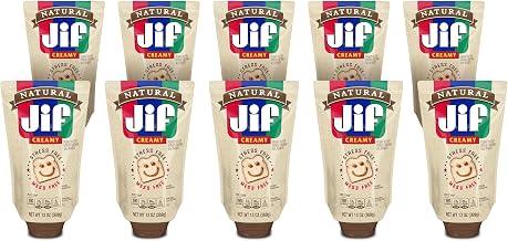 Jif Natural Squeeze Creamy Peanut Butter Spread, 10 Pouches | 13-oz. pouches, 7g protein per serving, 7% DV, See nutrition information for fat and saturated fat content