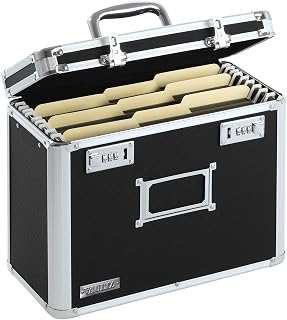 Vaultz Locking File Organizer Box with Combination Lock, Letter Size 14" x 7" x 12.19", Black