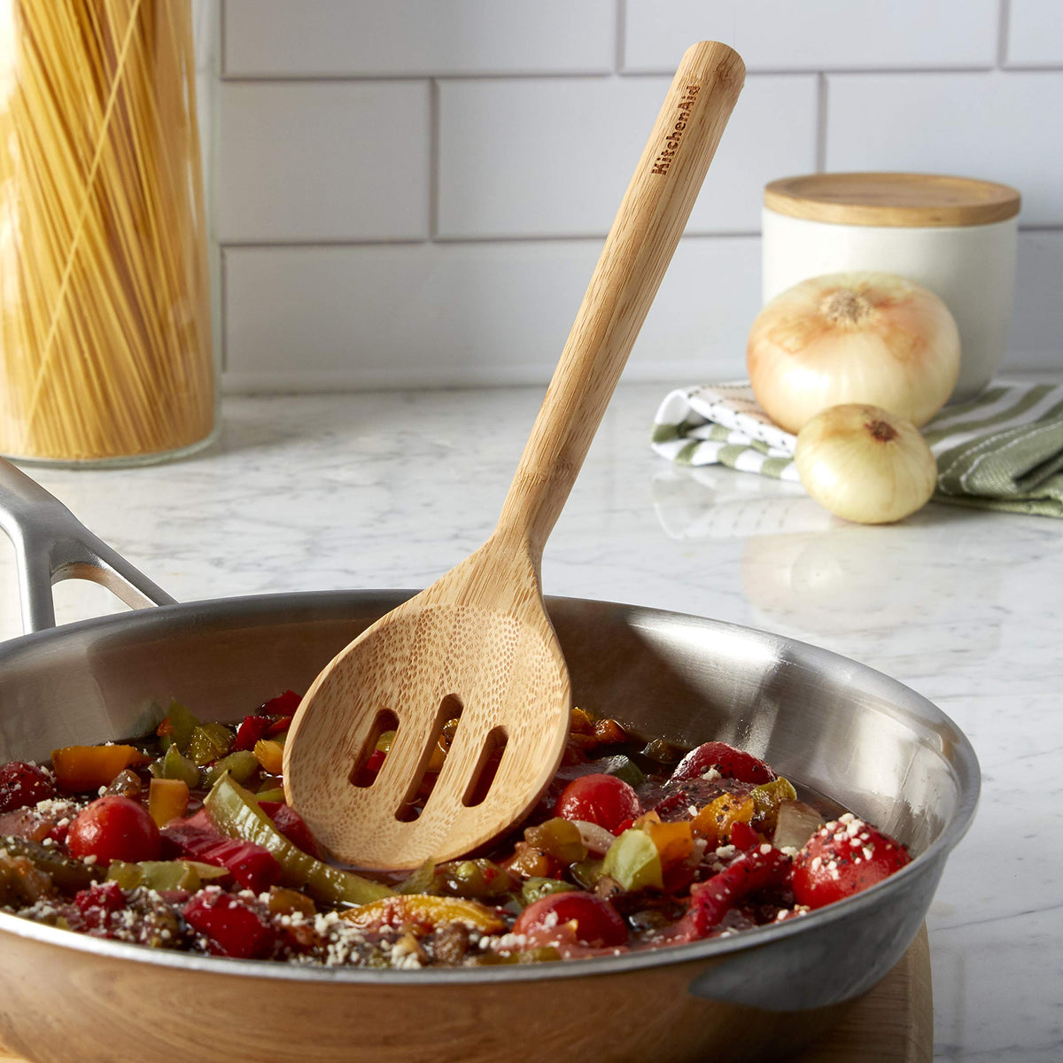 KitchenAid 12-Inch / Bamboo Slotted Spoon / Bamboo Cooking Spoons