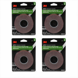 Super Strength Molding Tape by 3M – 1/2 Inch x 15 Ft, 4 Rolls, VHB, Black, Pack of 3, Model 3614